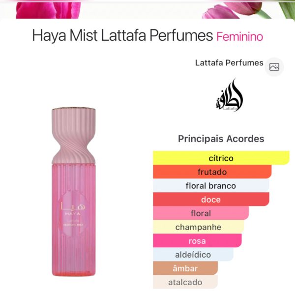 Perfume Mist Body Splash Haya Lattafa 250ml