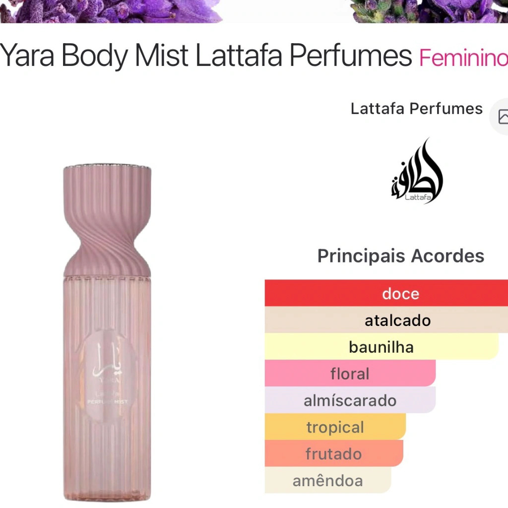 Yara Body Mist Lattafa Feminino 200ml